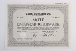 Акция Gebr. Bohler und Co (обработка и производство стали), 1000 рейхсмарок 1942 г, Австрия (Третий рейх)